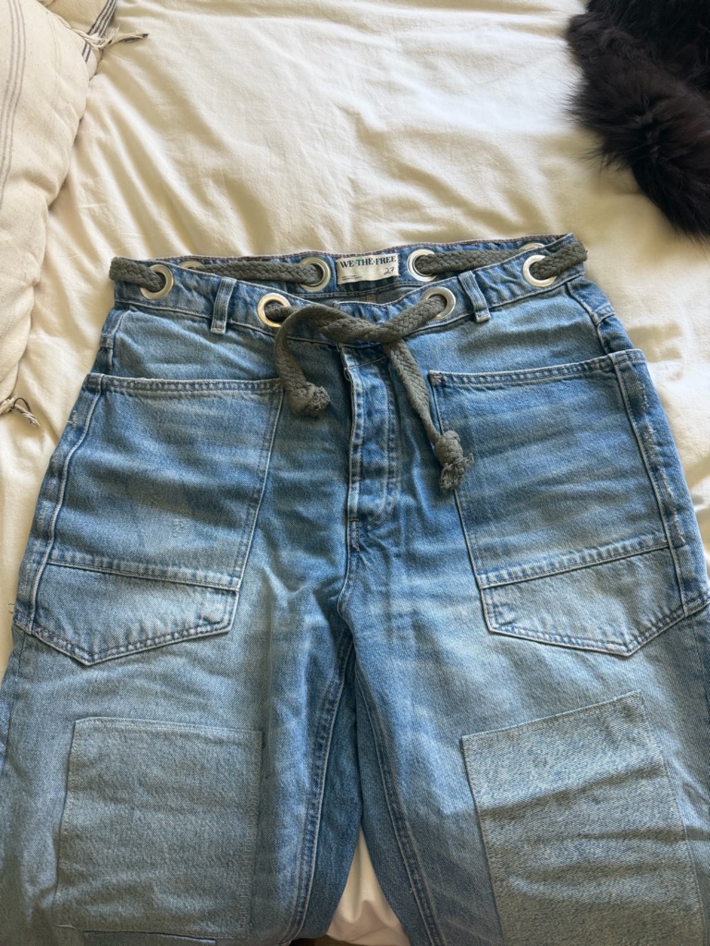 We The Free Light Blue Utility Jeans with Rope Waist